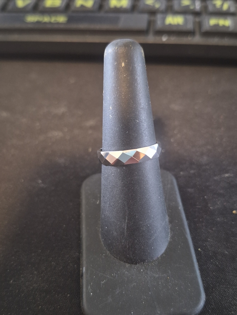 Faceted Sterling  Silver Band Ring Sz 5,6,7.  4mm